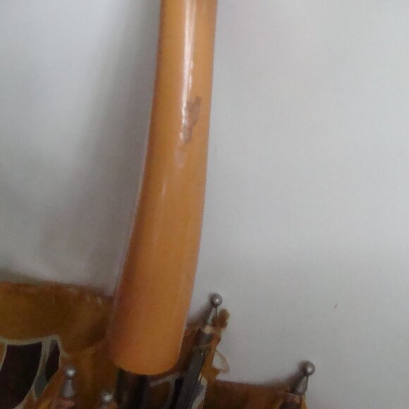 Vintage 60s Geometric Print Umbrella Unique Handle - Picture 6 of 14